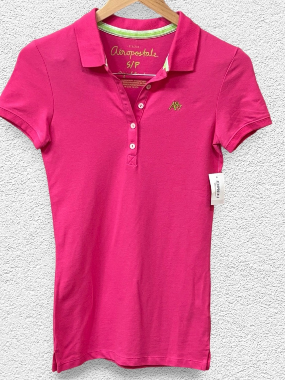 NOS Y2K Aeropostale Polo Shirt Size S NWT Vintage Hot Pink Lime Green Accents